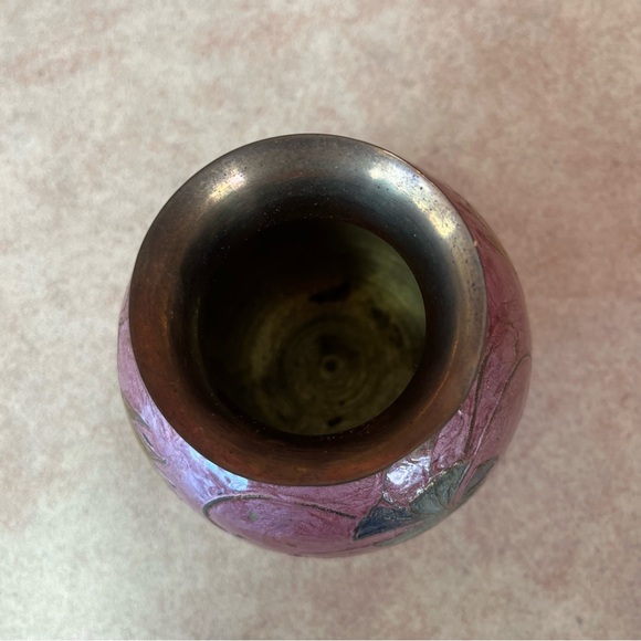 Solid Brass Hand Painted Cloisonne Enamel Vase - Picture 6 of 13